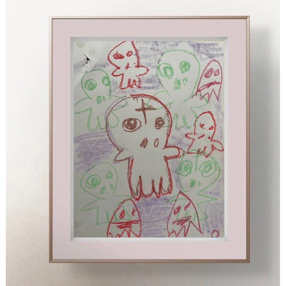 OMAN Original Abstract Skull Drawing Pop Art Street Graffiti Monsters 8.5x11